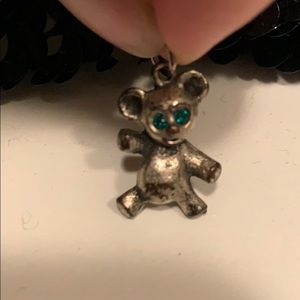 Charm For necklace. Bear with Green eyes.